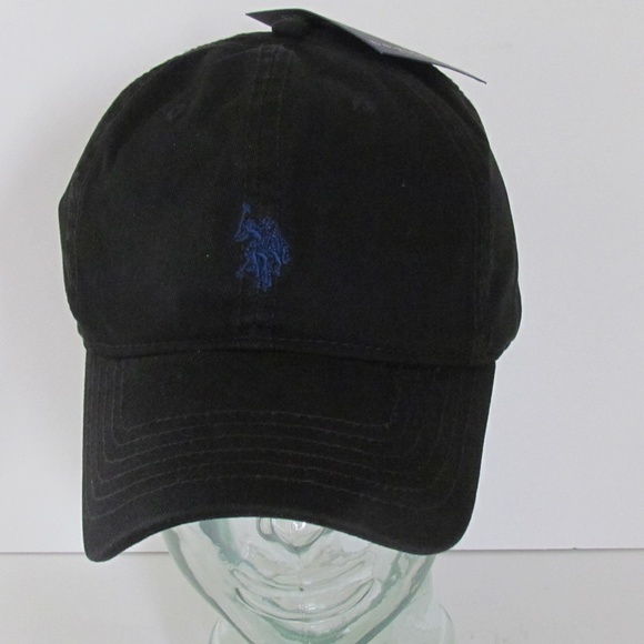 US POLO ASSN. Women's Black Adjustable Strap Baseball Hat with Blue Logo - NWT - Picture 1 of 4